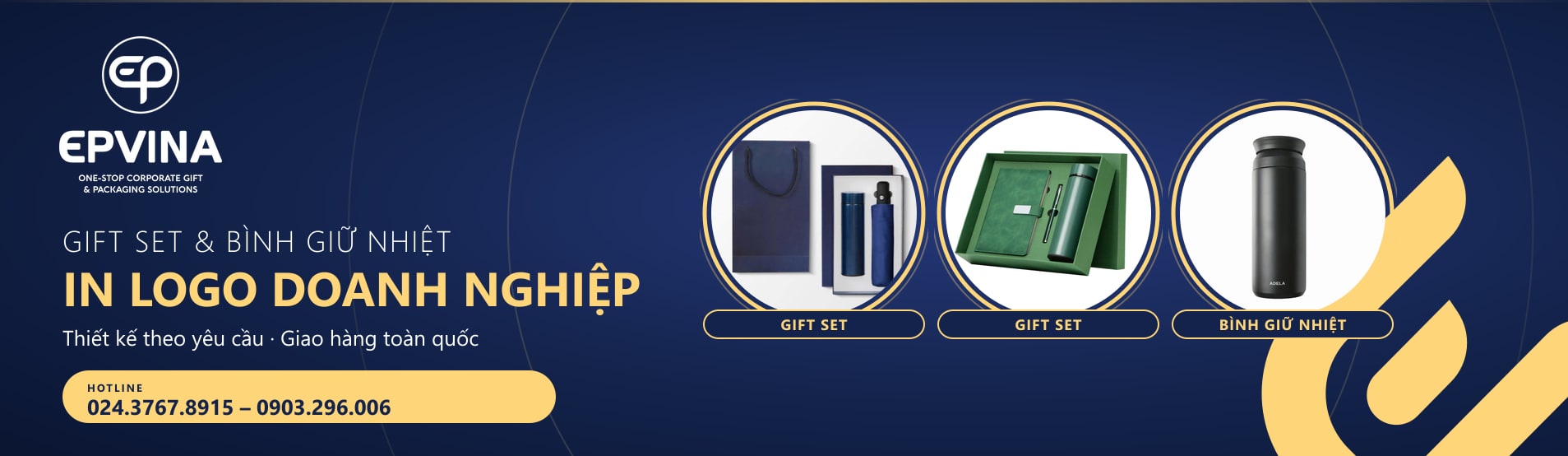 Quà tặng in logo (tone navy-gold 30/10/2026)