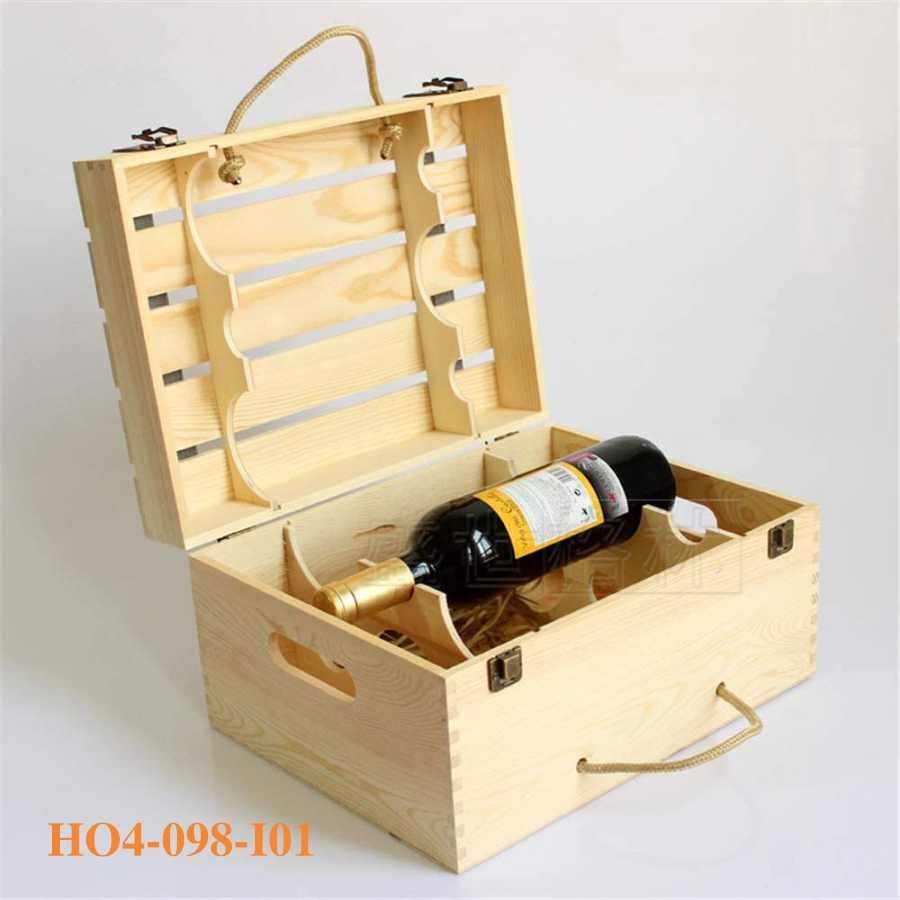 Rượu vang hộp gỗ 6 chai