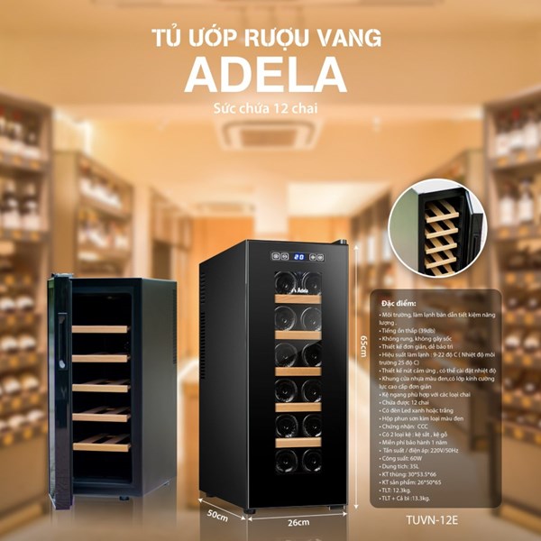 Tủ rượu vang Adela 12 chai (GỖ)