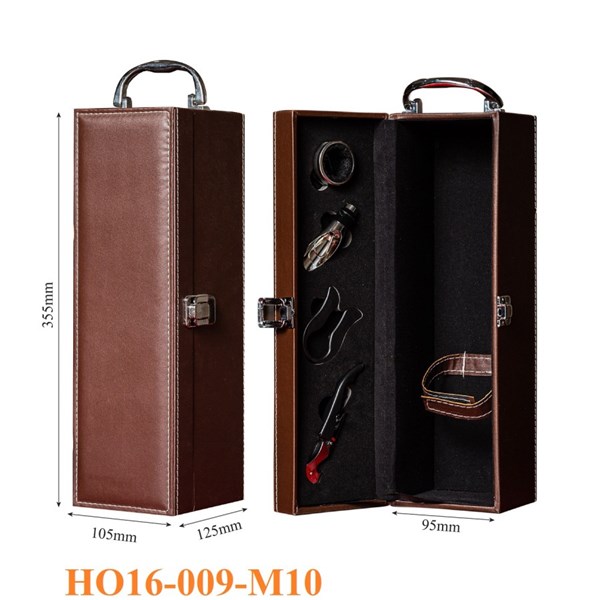 Hộp da 1 chai may viền 4 pk màu nâu HO16-009-M10