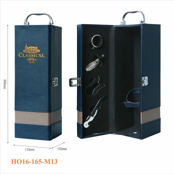 Hộp da 1 chai một sọc TH màu xanh dương đậm HO16-165-M13