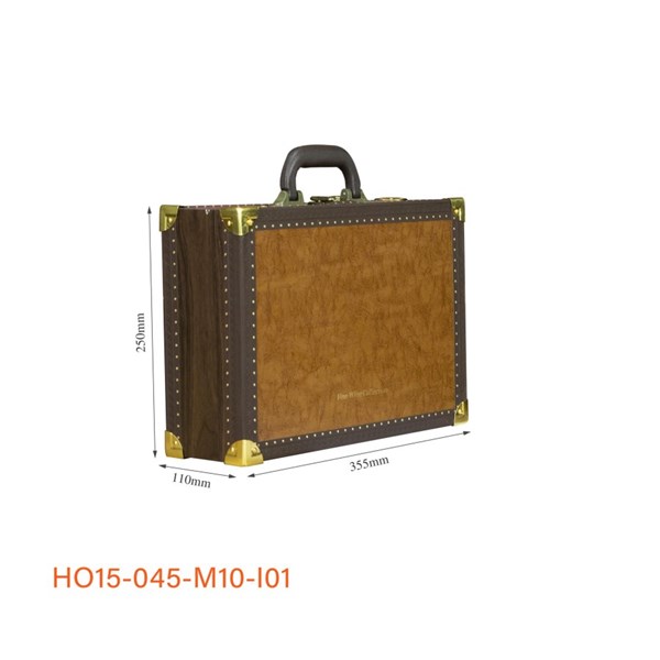 Hộp đựng rượu sơn mài 2 chai mặt da bo góc  – Mã HO15-045-M10-I01