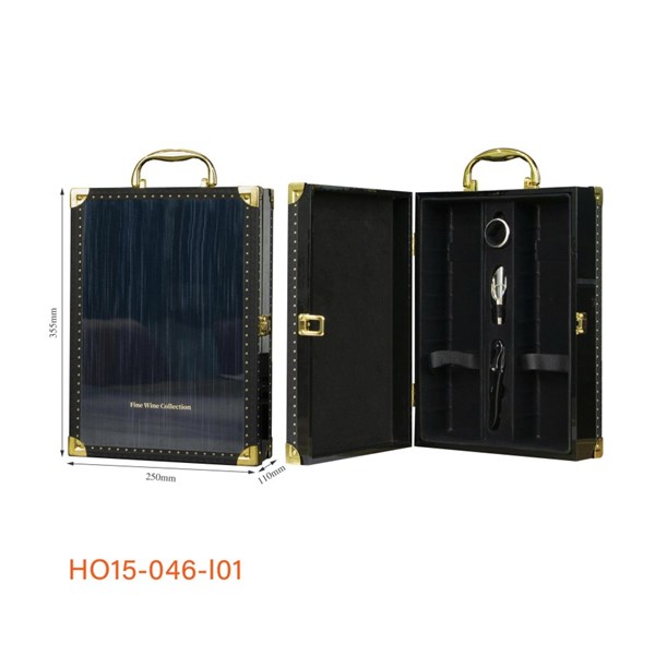 Hộp quà rượu sơn mài xanh cao cấp đựng 2 chai – HO15-046-I01