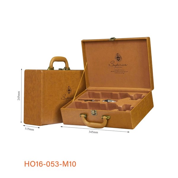 Hộp quà da cao cấp đựng 2 chai rượu kèm phụ kiện – HO16-053-M10
