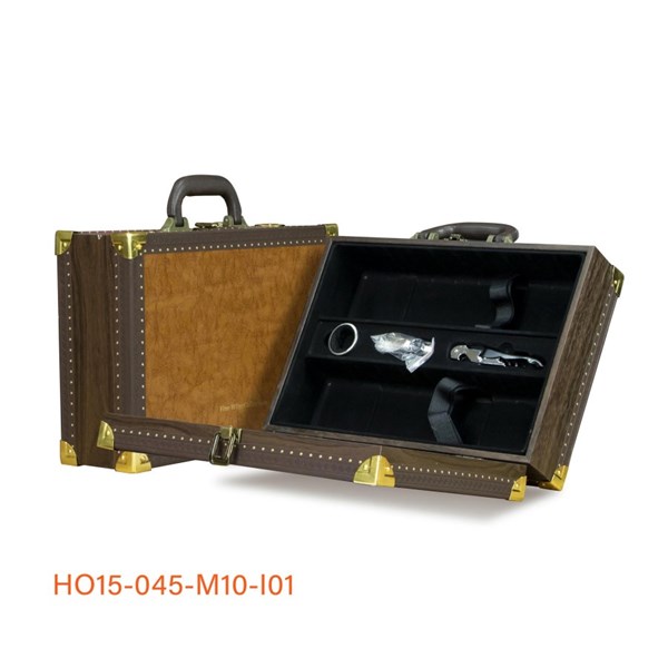 Hộp đựng rượu sơn mài 2 chai mặt da bo góc  – Mã HO15-045-M10-I01