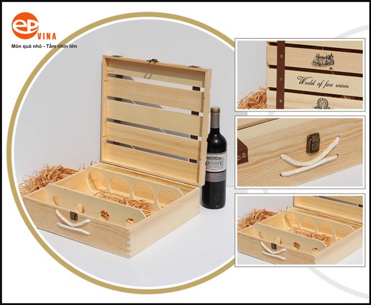 EPVINA chuyên cung cấp hộp gỗ rượu vang 6 chai bền đẹp, giá rẻ