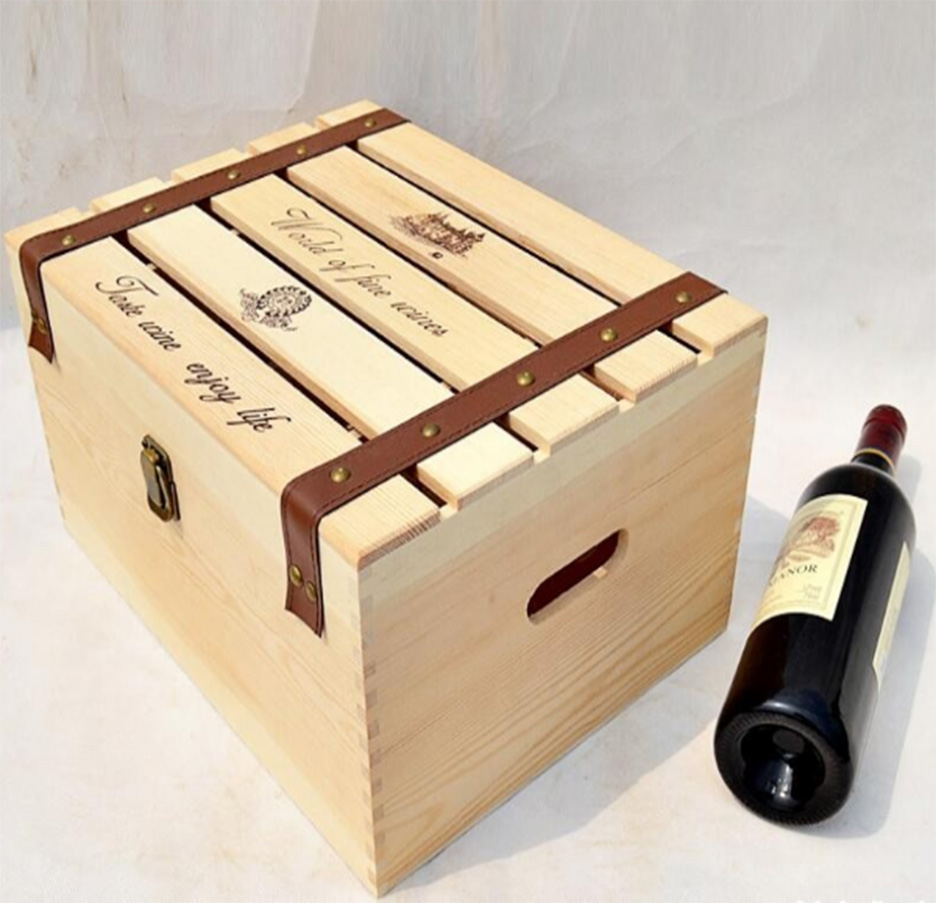 Mẫu hộp gỗ đựng 6 chai rượu vang có kích thước khá lớn