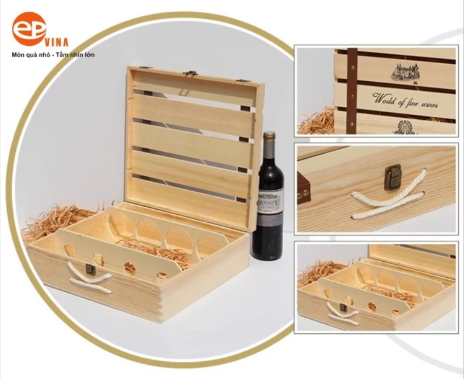 Hộp gỗ đựng rượu chắc chắn giúp bảo quản sản phẩm rất tốt
