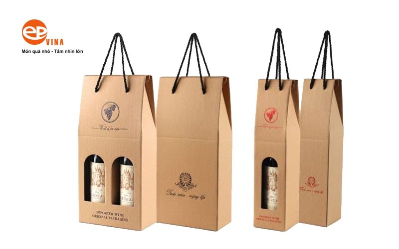 Bán túi giấy đựng chai rượu vang đẹp in logo Hà Nội